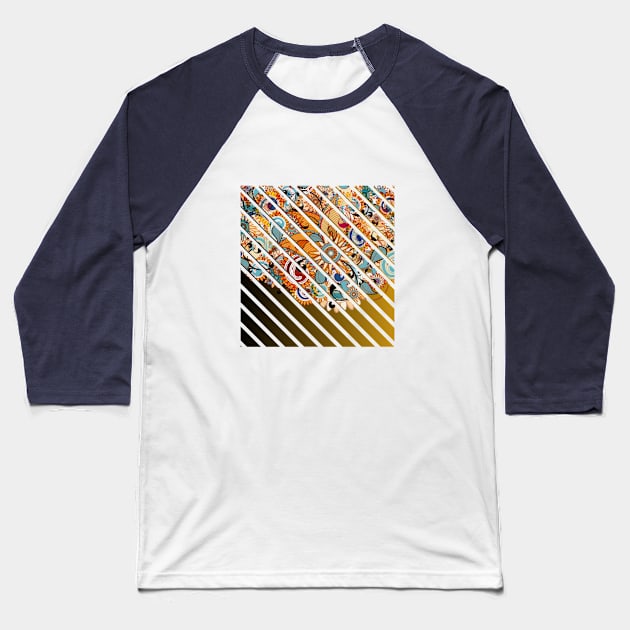 Brown gradient Floral abstract illustration truck art Baseball T-Shirt by Haze and Jovial